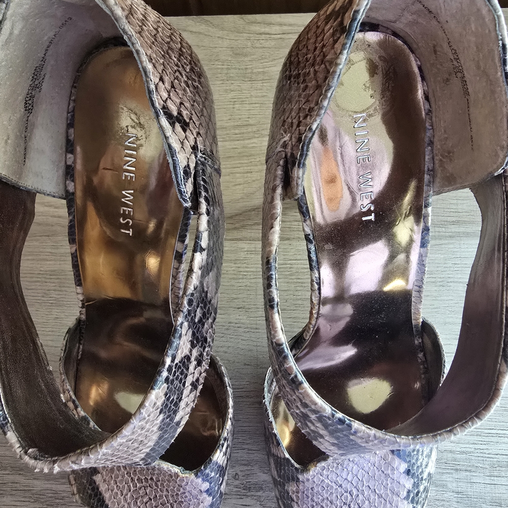 Nine West Snakeskin Pattern Heels Sexy Businees Office Cocktail Size 8.5 Baddie - Picture 6 of 10